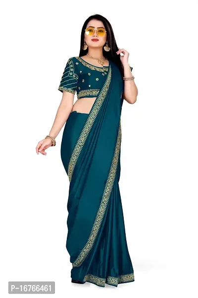 Stylish Art Silk Blue Saree With Blouse piece-thumb3