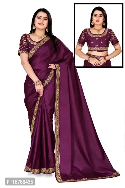 Stylish Art Silk Purple Saree With Blouse piece-thumb0