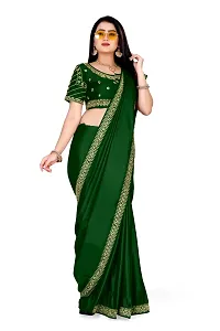 Stylish Art Silk Green Saree With Blouse piece-thumb2