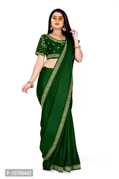 Stylish Art Silk Green Saree With Blouse piece-thumb3