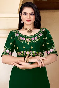 Stylish Georgette Green Embroidered Saree with Blouse piece-thumb2