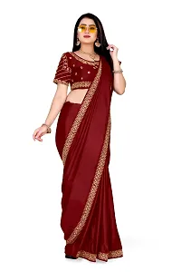 Stylish Art Silk Maroon Saree With Blouse piece-thumb2