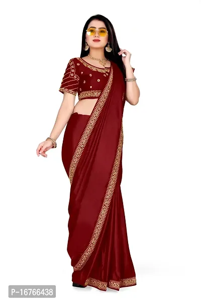 Stylish Art Silk Maroon Saree With Blouse piece-thumb3