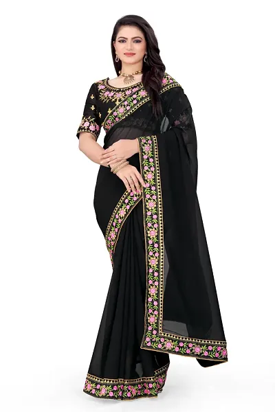 Glamorous Georgette Saree with Blouse piece 