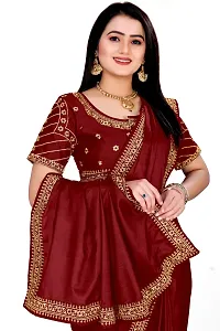 Stylish Art Silk Maroon Saree With Blouse piece-thumb1