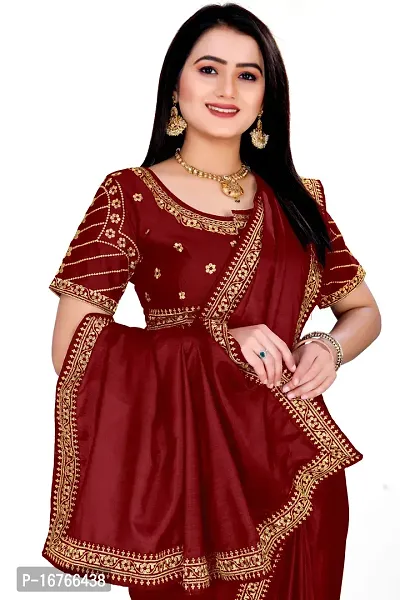 Stylish Art Silk Maroon Saree With Blouse piece-thumb2