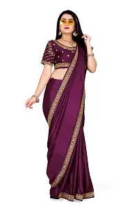 Stylish Art Silk Purple Saree With Blouse piece-thumb2