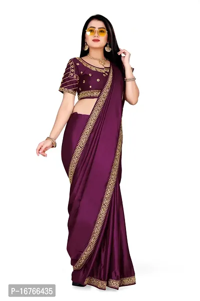 Stylish Art Silk Purple Saree With Blouse piece-thumb3