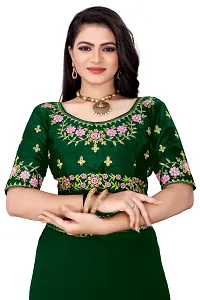 Stylish Georgette Green Embroidered Saree with Blouse piece-thumb3