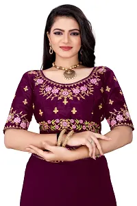 Stylish Georgette Purple Embroidered Saree with Blouse piece-thumb3