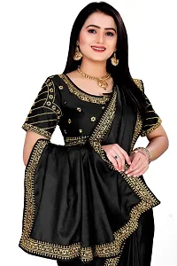 Stylish Art Silk Black Saree With Blouse piece-thumb1