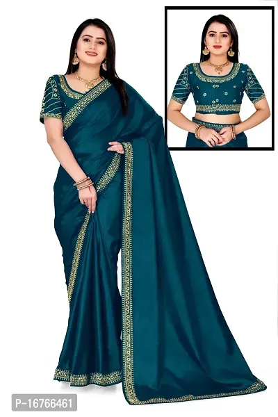 Stylish Art Silk Blue Saree With Blouse piece-thumb0