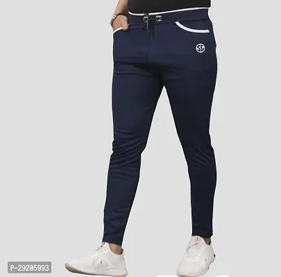 Stylish Navy Blue Cotton Blend Solid Regular Track Pants For Men Pack Of 2-thumb2