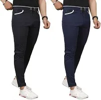 Stylish Multicoloured Cotton Blend Solid Regular Track Pants For Men Pack Of 2-thumb1
