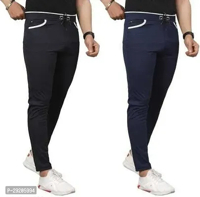 Stylish Multicoloured Cotton Blend Solid Regular Track Pants For Men Pack Of 2-thumb2