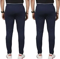 Stylish Navy Blue Cotton Blend Solid Regular Track Pants For Men Pack Of 2-thumb2