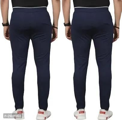 Stylish Navy Blue Cotton Blend Solid Regular Track Pants For Men Pack Of 2-thumb3