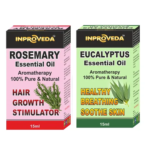 Inproveda Rosemary Essential Oil  Eucalyptus Essential Oil (Nilgiri Oil) I Pure  Natural - 15ml + 15ml