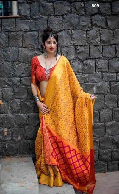 Stylish Banarasi Silk Weaving Patola Sarees with Blouse piece