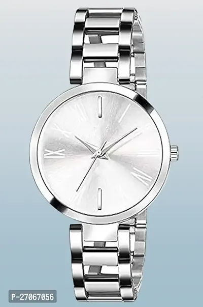 Roman Silver Dial and Mesh Strap Analog Watch For Women