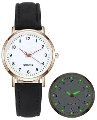 Uniqe Design White Dial Black Leather Belt Analog Women Watch-thumb1