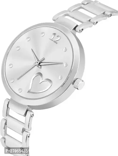 Unique Design Heart Love Silver Dial and Metal Mesh Silver strap Analog watch for girls and women-thumb2