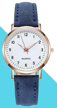 Uniqe Design White Dial Blue Leather Belt Analog Women Watch-thumb2