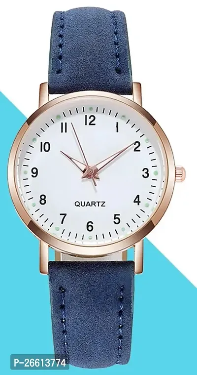 Uniqe Design White Dial Blue Leather Belt Analog Women Watch-thumb3