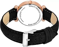 Bird And Leaf Classic Design Black Dial Black Leather Strap Analog Watch For Girls/Women-thumb2