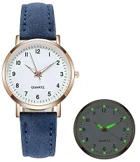 Uniqe Design White Dial Blue Leather Belt Analog Women Watch-thumb1