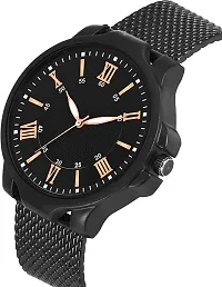 New 1016 Black Roman Dial 3KAN Case Black PU Strap Watch-thumb1