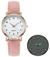 Uniqe Design White Dial Peach Leather Belt Analog Women Watch-thumb1