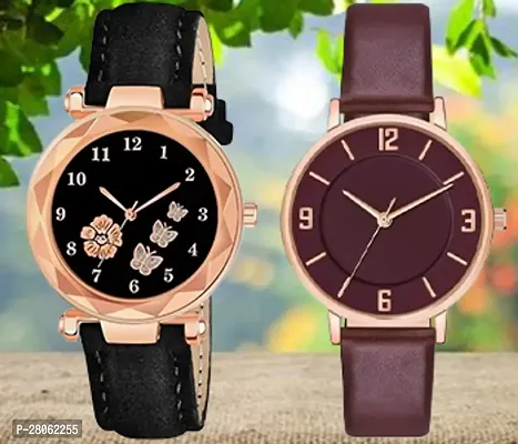 Modern Fashion 2 Watch Combo For Women And Girls-thumb0