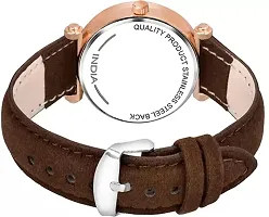 Bird And Leaf Classic Design Black Dial Brown Leather Strap Analog Watch For Girls/Women-thumb2