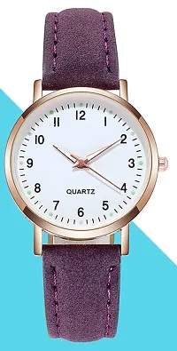 Uniqe Design White Dial Purple Leather Belt Analog Women Watch-thumb2