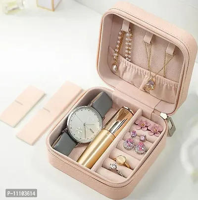 Jewellery Organizer Mini PU Leather Zipper Portable Storage Box Case with Dividers Container for Rings, Earrings, Necklace Home Organizer, Bracelet, Pendant-thumb4