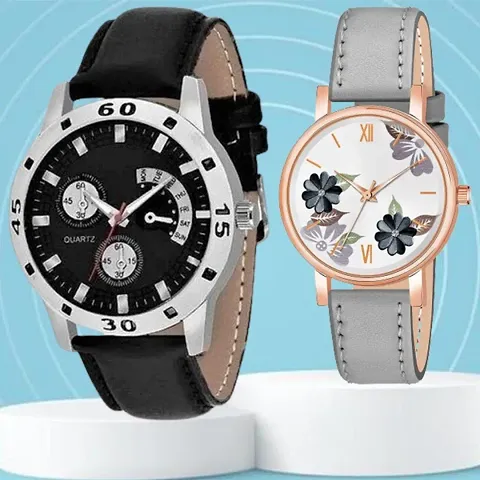 Special Quality Dial Strap Analog Men Watch With Flowered Dial Leather Strap Analog Watch for women I Gorls