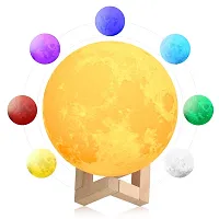 7 Multi Colors Moon Night Light Changing Touch Sensor Moon Light With Wooden Stand Night Lamp for Bedroom USB Rechargeable Color Decoration Ball Lamps Lights Table (15cm)-thumb3
