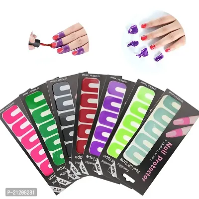Pack Of 2 Nail Polish Protector, 1 Sheets 10 Piece Disposable Peel Off Sticker U-Shape Spill Proof Stickers Manicure Protector Tape for Nail Art Painting Strips for Women Girl Nail Art-thumb0