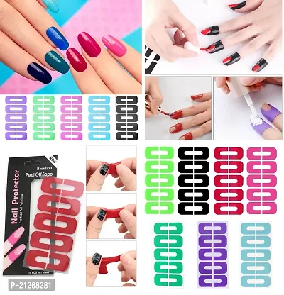Pack Of 2 Nail Polish Protector, 1 Sheets 10 Piece Disposable Peel Off Sticker U-Shape Spill Proof Stickers Manicure Protector Tape for Nail Art Painting Strips for Women Girl Nail Art-thumb4