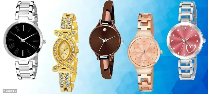 Stylish Metal Watches For Women Pack Of 5-thumb0