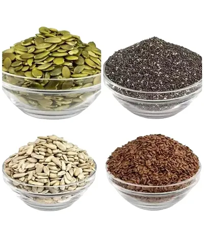 LKM Pumpkin seed, Flax Seed, Sunflower Seed ,Chia Seed 50 Gm Each (200 Gm )