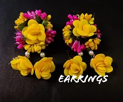 Craftsai Exports Flower Necklace Set with Maang Tika, Earrings and Bracelet for Women and Girls-thumb3