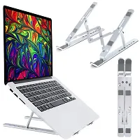 White Metal Laptop Stand,Adjustable Aluminum Laptop Stand - Foldable, Ventilated, Portable Stand for Desk  Tabletop, Compatible for 13-15 inch Laptops-thumb1