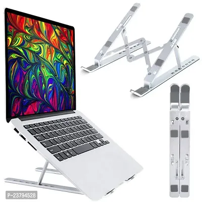 White Metal Laptop Stand,Adjustable Aluminum Laptop Stand - Foldable, Ventilated, Portable Stand for Desk  Tabletop, Compatible for 13-15 inch Laptops-thumb2