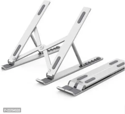 White Metal Laptop Stand,Adjustable Aluminum Laptop Stand - Foldable, Ventilated, Portable Stand for Desk  Tabletop, Compatible for 13-15 inch Laptops-thumb3