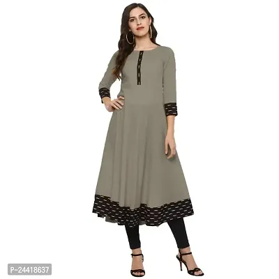 Women Solid Cotton Blend Anarkali Kurta-thumb0