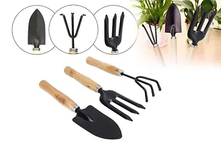 Gardening Tools kit Hand Cultivator, Small Trowel, Garden Fork (Set of 3)-thumb1