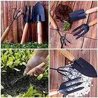 Gardening Tools kit Hand Cultivator, Small Trowel, Garden Fork (Set of 3)-thumb2