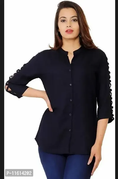 Women Rayon Solid Shirt Top-thumb0
